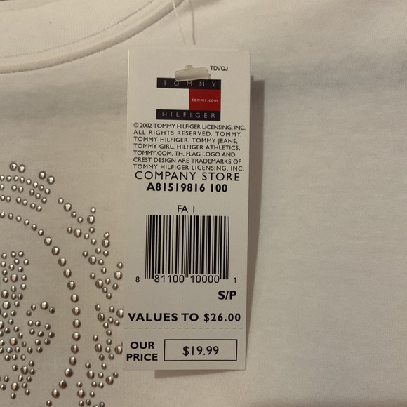 [NWT] White Tommy Hilfiger tee with beaded crest | Size: S - Picture 6 of 6